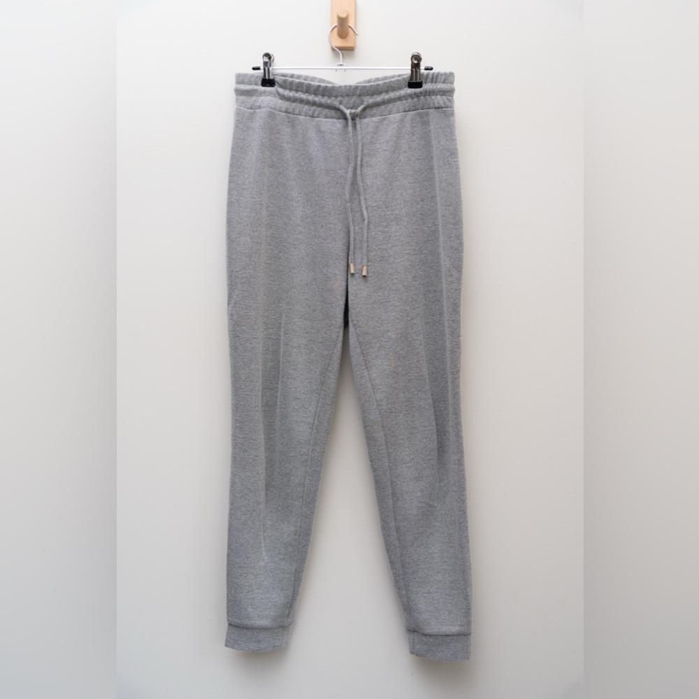 MNG Mango grey jogger sweatpants elastic waist drawstring cuffed ankle